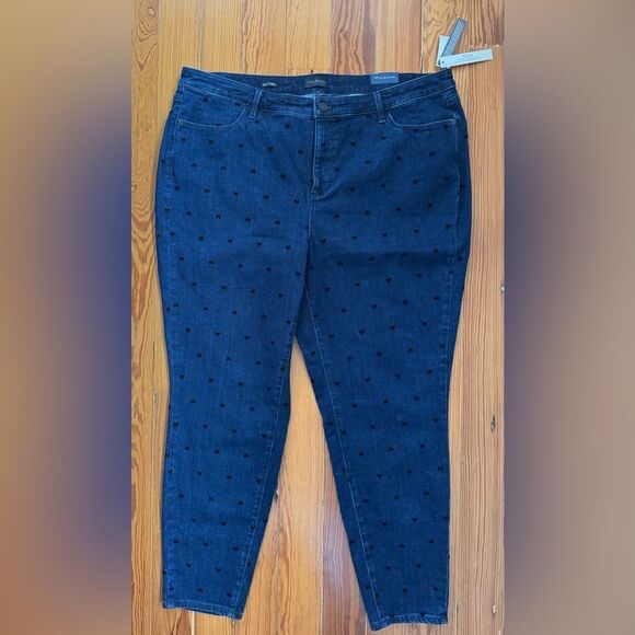 NWT Talbots Dark Denim Jeggings With Flocked Bows - Picture 4 of 8